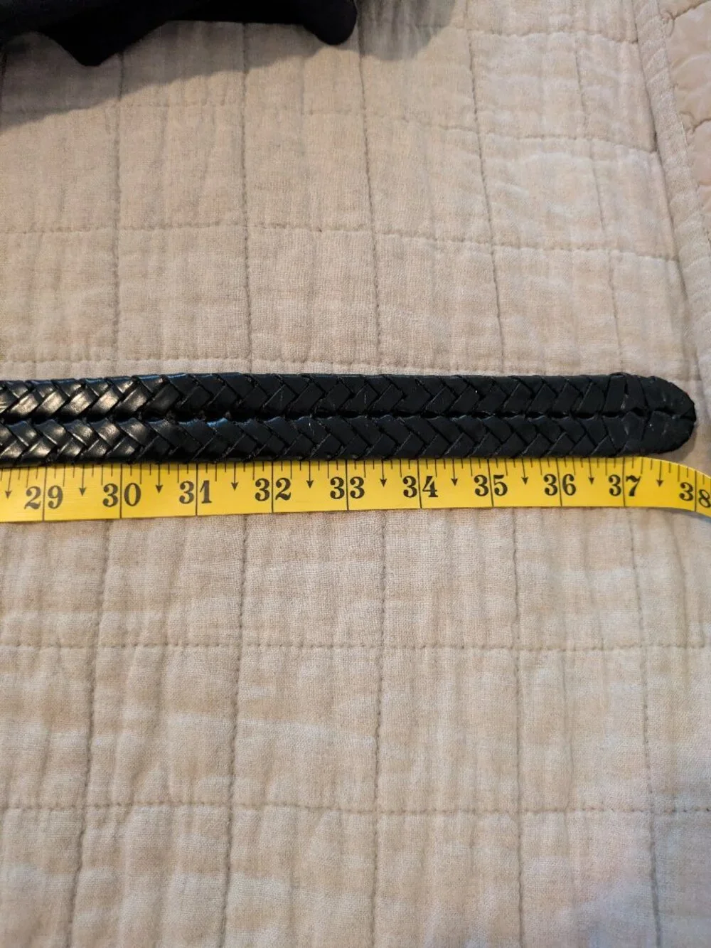 Brooks Brothers Braided Leather Belt Size 32 Black Woven Made In Italy Gold Bras